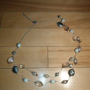NY: MARKED ACRYLIC beaded multi strand chain necklace.